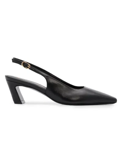 Stuart Weitzman Women's Stassi 50mm Leather Slingback Pumps In Black