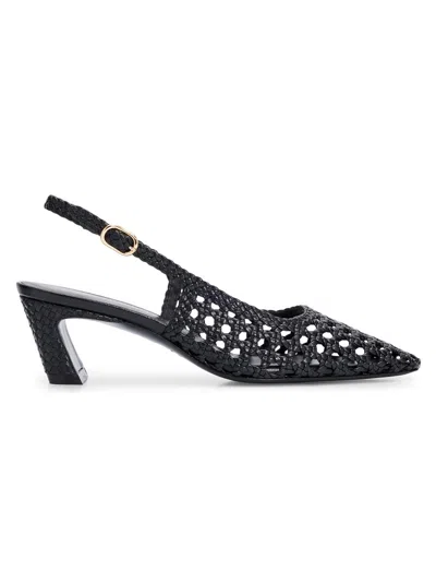 Stuart Weitzman Women's Stassi 50mm Leather Slingback Pumps In Blue