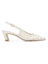 Stuart Weitzman 50mm Stassi Woven Leather Slingback Pumps In Neutral