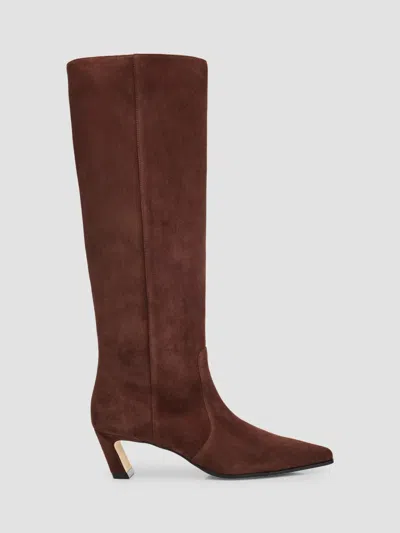 Stuart Weitzman 50mm Stassi Suede Knee-high Boots In Burgundy