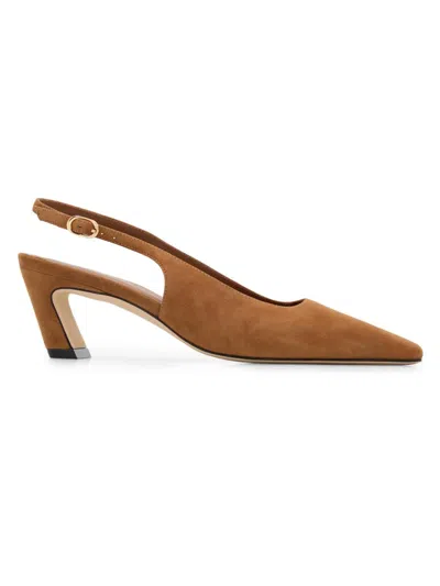 Stuart Weitzman Women's Stassi 50mm Suede Slingback Pumps In Brown