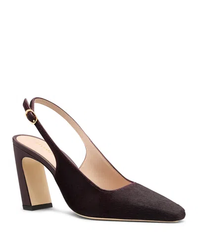 Stuart Weitzman Women's Stassi 85 Leather Slingback Pumps In Burgundy