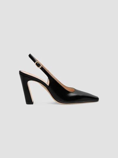 Stuart Weitzman Women's Stassi 85mm Leather Slingback Pumps In Black