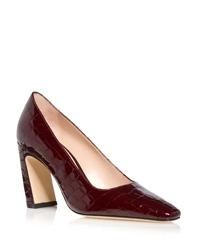 Stuart Weitzman Women's Stassi Embossed Leather Pumps In Burgundy