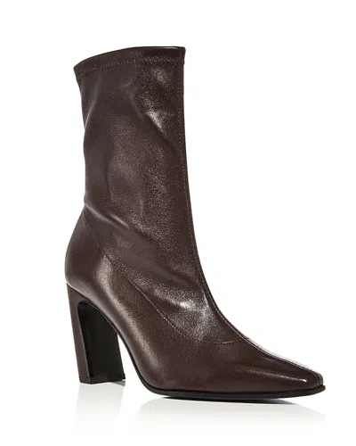 Stuart Weitzman Women's Stassi Stretch Leather Ankle Boots In Brown