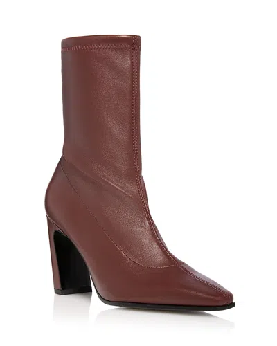 Stuart Weitzman Women's Stassi Stretch Leather Ankle Boots In Brown