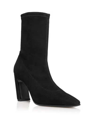 Stuart Weitzman Women's Stassi Stretch Suede Ankle Boots In Black