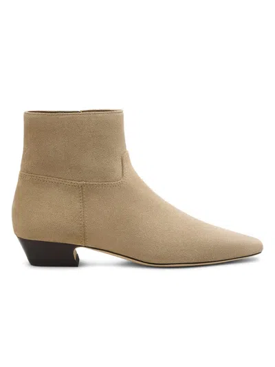 Stuart Weitzman Stassi Suede Zip Ankle Boots In Neutral