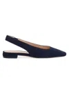 Stuart Weitzman Women's Stassi Suede Slingback Flats In Blue