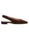 Stuart Weitzman Women's Stassi Suede Slingback Flats In Brown