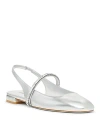 Stuart Weitzman Stefanie Metallic Slingback Ballerina Flats In Silver
