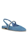 Stuart Weitzman Women's Stefanie Crystal-embellished Denim Slingback Flats In Washed