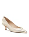 Stuart Weitzman Stuart Metallic Leather Kitten-heel Pumps In Light Gold