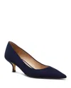 Stuart Weitzman Power Pointed Toe Kitten Heel Pump In Nice Blue