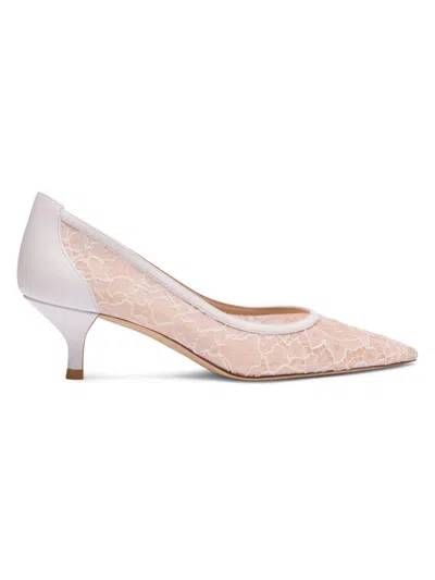 Stuart Weitzman 50mm Stuart Power Lace Pumps In Pink