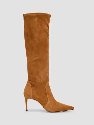 Stuart Weitzman 75mm Stuart Power Suede Knee-high Boots In Brown