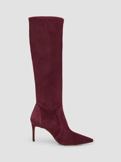 Stuart Weitzman 75mm Stuart Power Suede Knee-high Boots In Burgundy