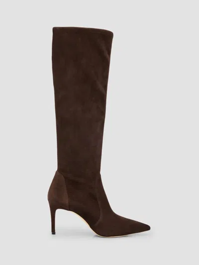 Stuart Weitzman 75mm Stuart Power Suede Knee-high Boots In Brown