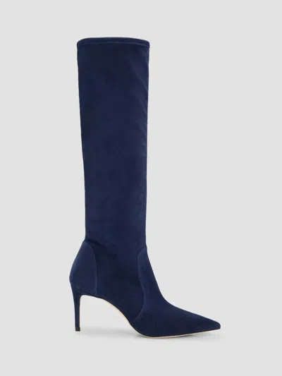 Stuart Weitzman 75mm Stuart Power Suede Knee-high Boots In Blue