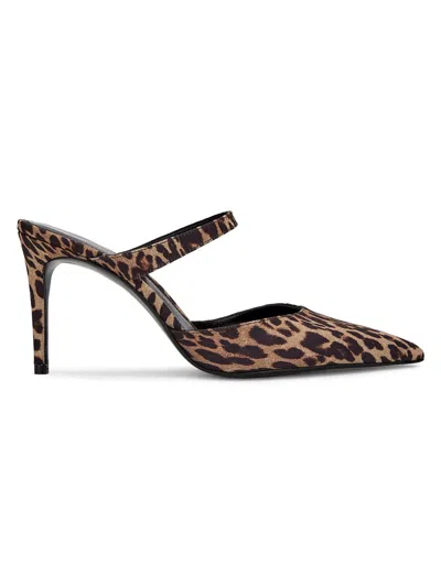 Stuart Weitzman Women's Stuart Power 85mm Leopard-print Mules In Brown