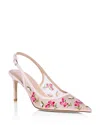 Stuart Weitzman Stuart Power Embroidered Mesh Stiletto Pumps In Rosewater