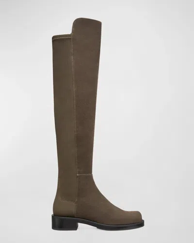 Stuart Weitzman Women's  Bold Boots Charcoal Round Toe Over-the-knee Htat237 In Brown