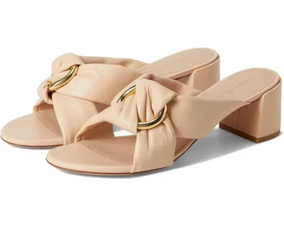Stuart Weitzman Women's  Cece Block Slide B Barely Beige Leather Sandal Ver739 In Brown