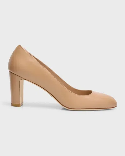 Stuart Weitzman Women's  Vida Pump Beige Leather Stiletto Heel Htat551 In Nude