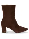 Stuart Weitzman Women's Suede Ankle Booties In Walnut