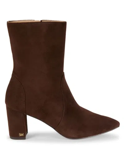 Stuart Weitzman Women's Suede Ankle Booties In Walnut