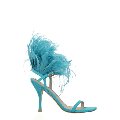 Stuart Weitzman Women's Suede Sandals Green/aqua