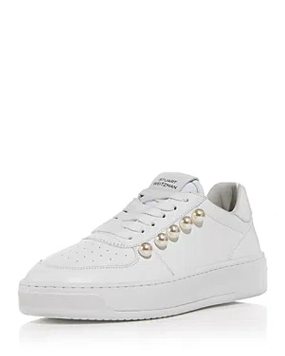 Stuart Weitzman Women's Courtside Pearl Leather Trainers In White