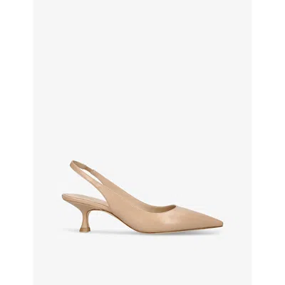 Stuart Weitzman Womens Tan Naomi Sling-back Suede Heeled Courts In Nude