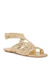 Stuart Weitzman Thea Metallic Braided Slingback Sandals In Golden