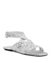Stuart Weitzman Thea Metallic Braided Slingback Sandals In Silver