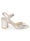 Stuart Weitzman Tia 75mm Block Sandals Crystal In Silver