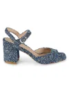 Stuart Weitzman Women's Tia 75mm Tweed Sandals In Denim Gold