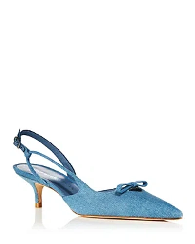 Stuart Weitzman Women's Tully 30 Pointed Toe Bow Slingback Pumps In Washed