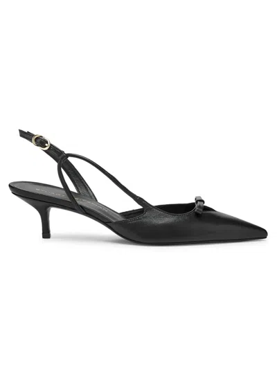 Stuart Weitzman Women's Tully 50mm Lacquered Leather Slingback Pumps In Black