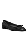 Stuart Weitzman Tully Leather Bow Ballerina Loafers In Black