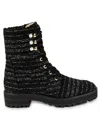 Stuart Weitzman Pearly Lace-up Lug Sole Bootie In Black