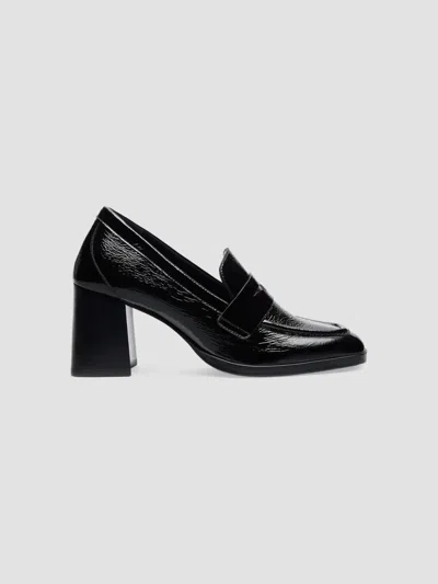 Stuart Weitzman Women's Vera 70mm Crinkled Patent Leather Loafer Pumps In Black