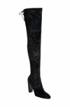Stuart Weitzman Women's Vidaland Stretch Crushed Velvet Boots In Black