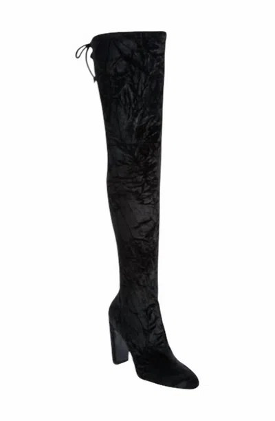 Stuart Weitzman Women's Vidaland Stretch Crushed Velvet Boots In Black