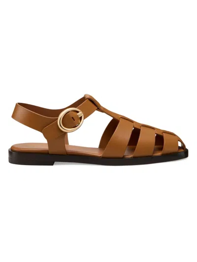 Stuart Weitzman Women's Villa Leather Fisherman Sandals In Macchiato