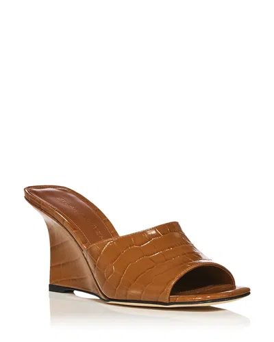 Stuart Weitzman Women's Vini 85 Wedge Mules In Brown