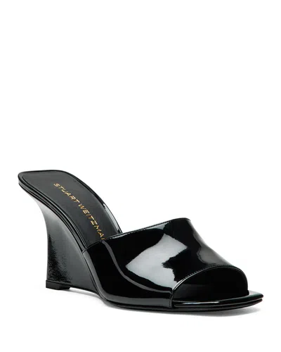 Stuart Weitzman Women's Vini 85 Wedge Slides In Black