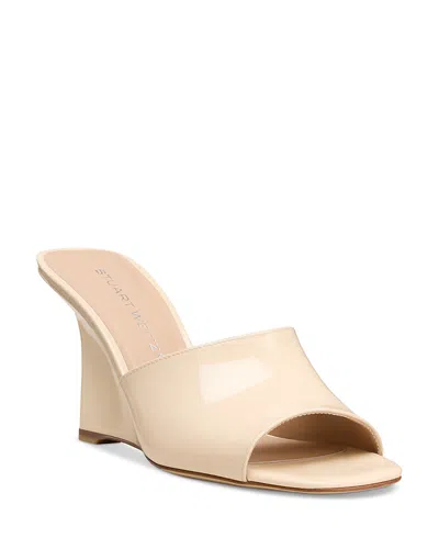 Stuart Weitzman Vinnie 85 Patent Leather Wedge Mule In Metallic