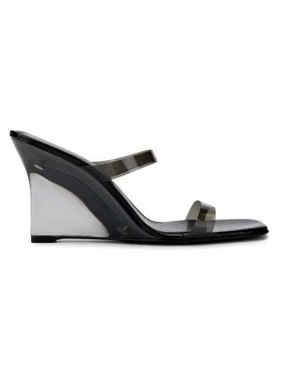 Stuart Weitzman Women's Vinnie 100mm Lucite Wedge Sandals In Black