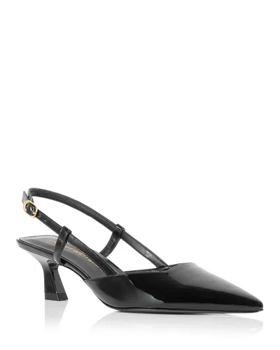 Stuart Weitzman Women's Vinnie 50 Slingback Kitten Heels In Black